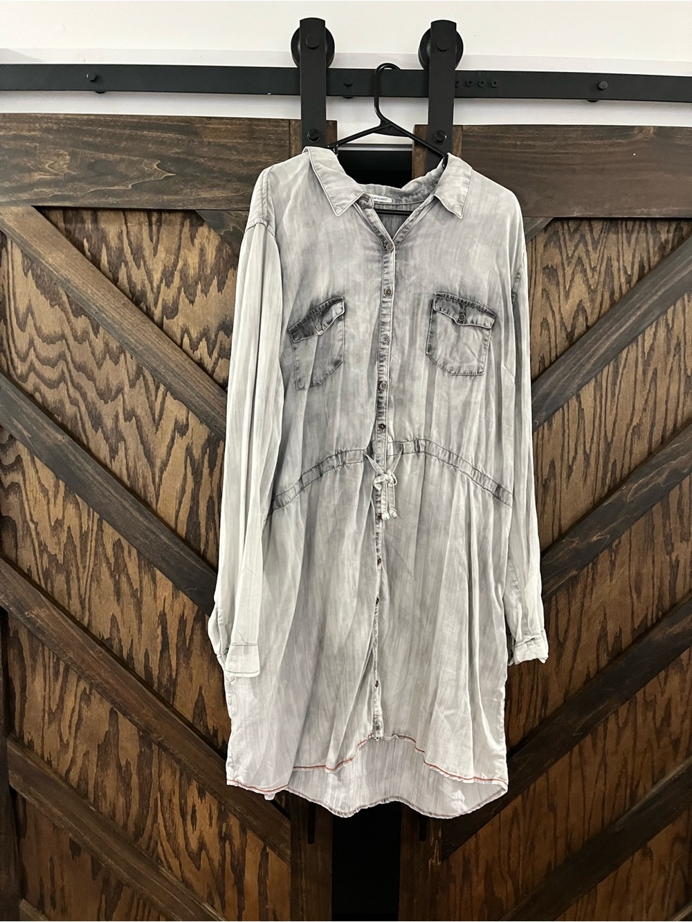 Maurices Light Gray Washed Shirt Dress